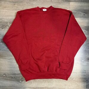 Vintage 90s Pro Spirit Mens Red Crewneck Sweatshirt V-Stitch Fleece Pullover XL